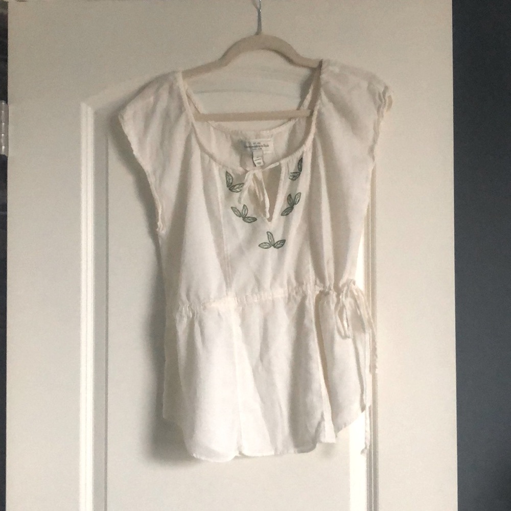 Abercrombie & Fitch Cream Floral Blouse Top Cinch Waist